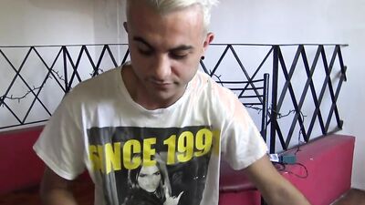 Lovely blond Latino goes on his knees to give head