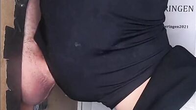 Horny stud puts a mask on to suck a gloryhole cock