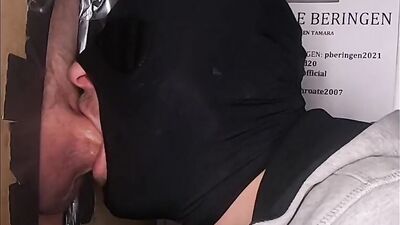 Horny stud puts a mask on to suck a gloryhole cock