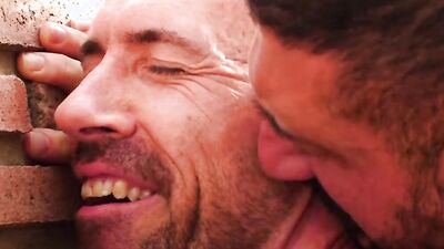 Hot hunks dick sucking and rimming outdoors before rough banging