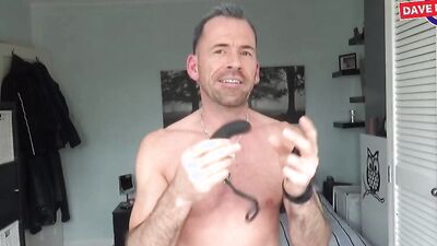 Striking stud jerks off while testing out kinky sex toys