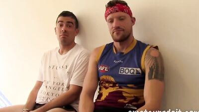 Studs dick sucking after a dirty interview and fucking hard