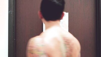 Fit guys with sexy tattoos fuck in the shower after blowjobs