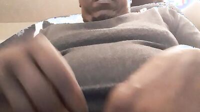 Chubby amateur teases with his fat dick and strokes it