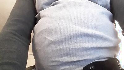 Chubby amateur teases with his fat dick and strokes it