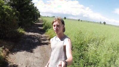 Cute twink films himself in nature before having his dick toyed with