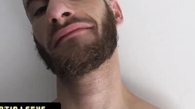 Hot dude with a sexy beard sucks a fat cock and takes it POV