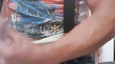 Amateur hunk pulls his cock out of his jeans and jerks off