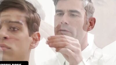 Missionary stud sucks a petite twink off and plays with his asshole