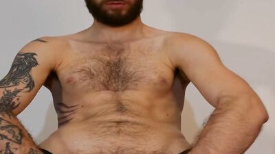 Naughty and hairy stud loves to wear latex outfits and jerk off solo