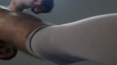 Naughty and hairy stud loves to wear latex outfits and jerk off solo