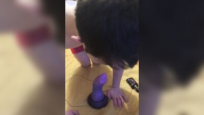 Tiny twink stretches his tight asshole with a huge dildo