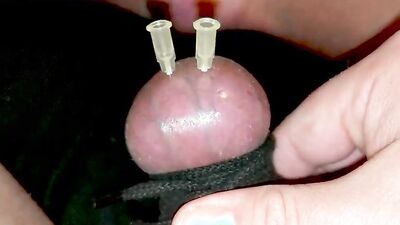 Perverted dude loves to use kinky toys on his dick and balls
