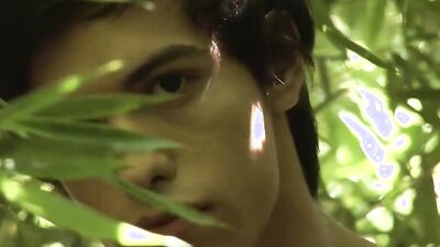 Skinny twink with abs sucks dick in nature and rides it