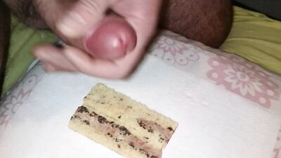 Naughty amateur squeezes cum while tugging on his hard dick