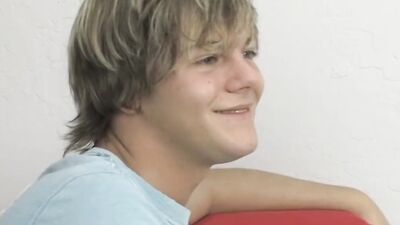 Lovely blonde dude sucked off at an interview before using sex toys
