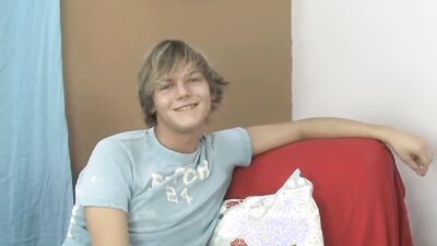 Lovely blonde dude sucked off at an interview before using sex toys