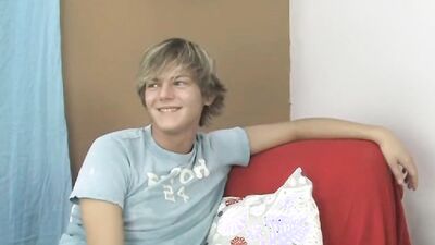 Lovely blonde dude sucked off at an interview before using sex toys