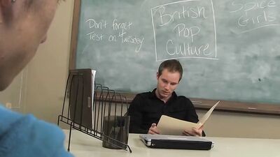 Teacher sucked off by a horny twink before fucking him on a desk