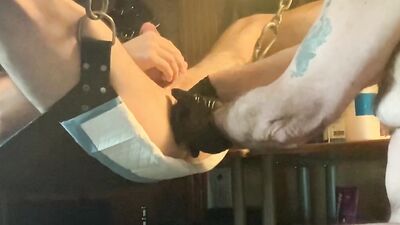 Perverted dude loves having a fist shoved in his tight ass