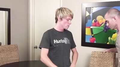 Lovely blonde twink bent over for anal banging after blowjobs