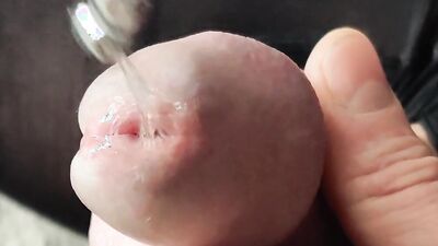 Naughty dude loves shoving kinky objects in his tight urethra