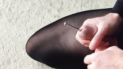 Naughty dude loves shoving kinky objects in his tight urethra