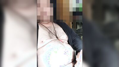Chubby amateur relaxes and films himself stroking his hard cock