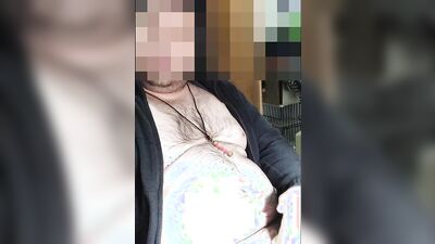 Chubby amateur relaxes and films himself stroking his hard cock