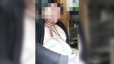 Chubby amateur relaxes and films himself stroking his hard cock