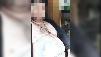 Chubby amateur relaxes and films himself stroking his hard cock