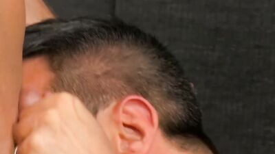 Two big buff studs make out before blowjobs and rough fucking