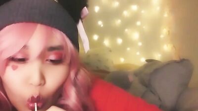 Lovely femboy in a sexy outfit loves dildos in his ass