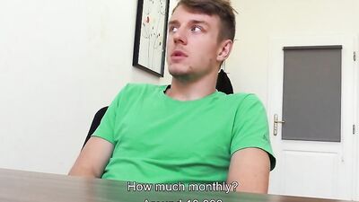 Cute twink goes to an audition to suck dick and ride it