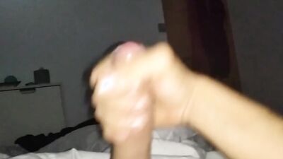 Horny amateur films a POV video while stroking his huge dick