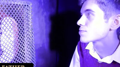 Twinks suck each other off in a church before anal fucking