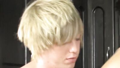 Adorable twinks dick sucking and fucking hard in the kitchen