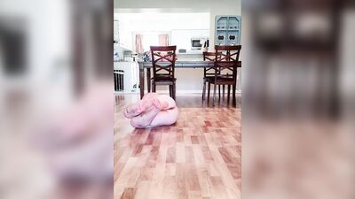 Horny guy shows his feet and ass while masturbating on the floor
