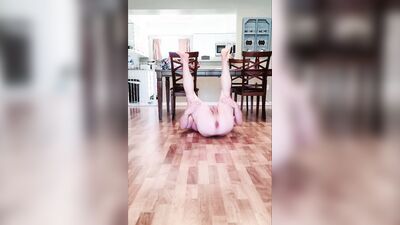 Horny guy shows his feet and ass while masturbating on the floor