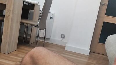 Amateur films his huge dick while stroking it into a cumshot