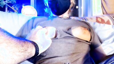 Naughty tboy loves having his dick and nipples teased on camera
