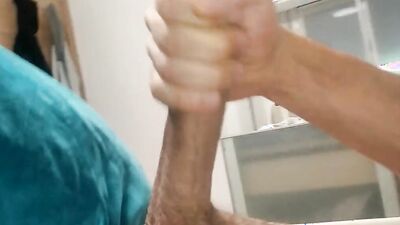 Striking amateur with a huge dick makes a POV masturbation video