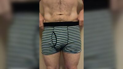 Mature amateur teases with his monster cock in various undies