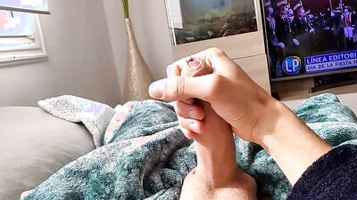 Hung dude makes a solo POV masturbation video and strokes his big cock