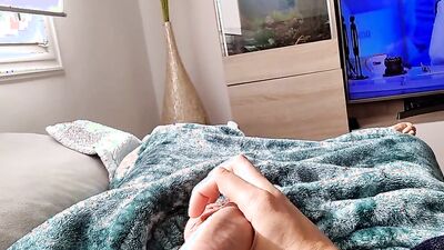 Hung dude makes a solo POV masturbation video and strokes his big cock