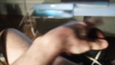 Naughty amateur watches porn while playing with his cock and balls