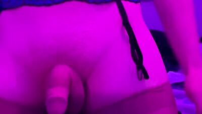 Sissy gapes her ass in lingerie
