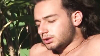 Round ass bloke is riding his neighbor's prick in the backyard