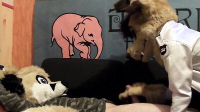 Two masked college dudes are having sex after the party