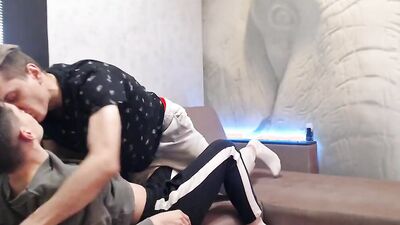 The guy gave the cheek to his friend and fucked his tight ass
